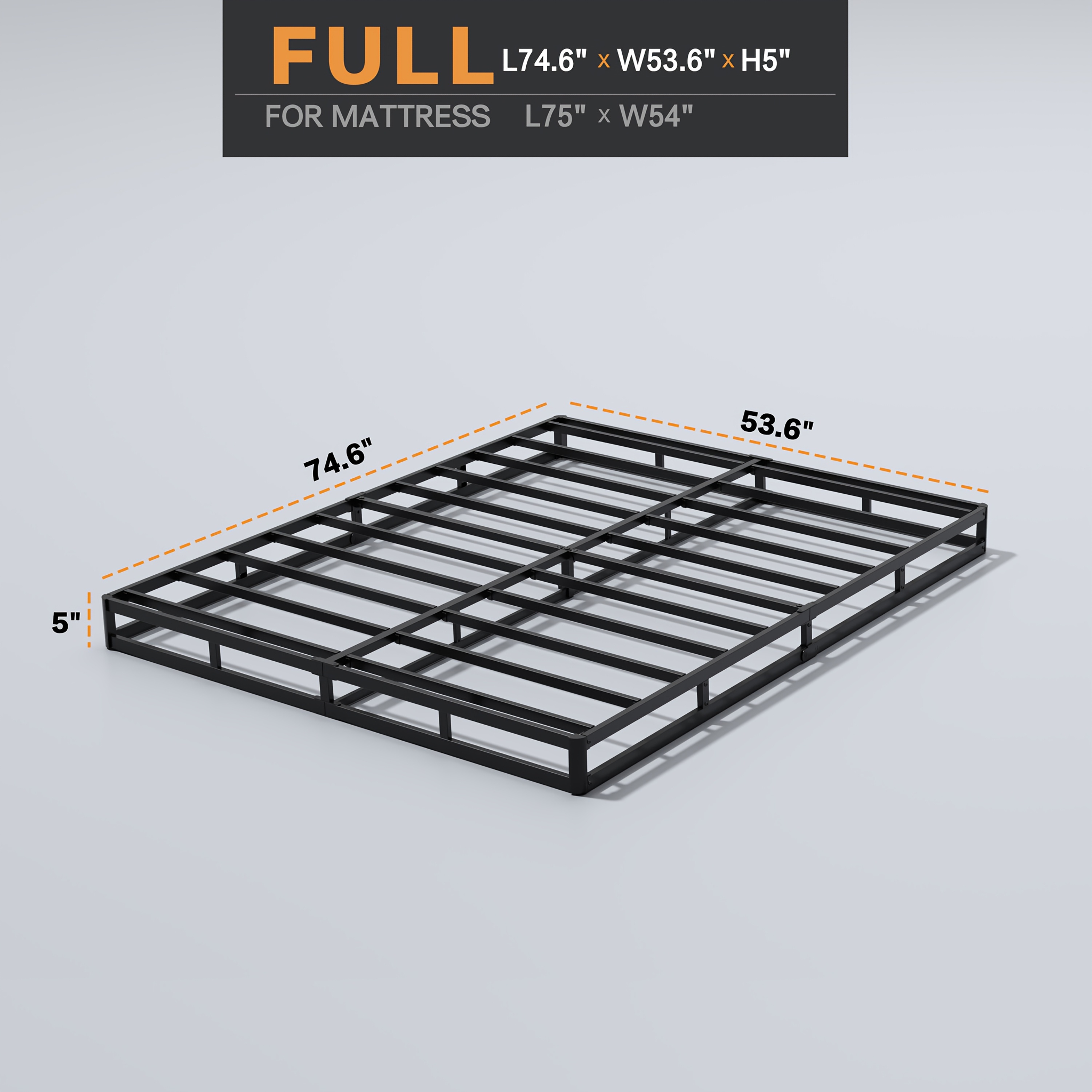 TEMU 5-inch Low Profile Box Springs Mattress Foundation - Noise-free, Heavy Duty Metal Bed Base With Clean Fabric Cover, Easy Assembly, , Bedroom Furniture|minimalist Bed Frame|durable Bed Foundation