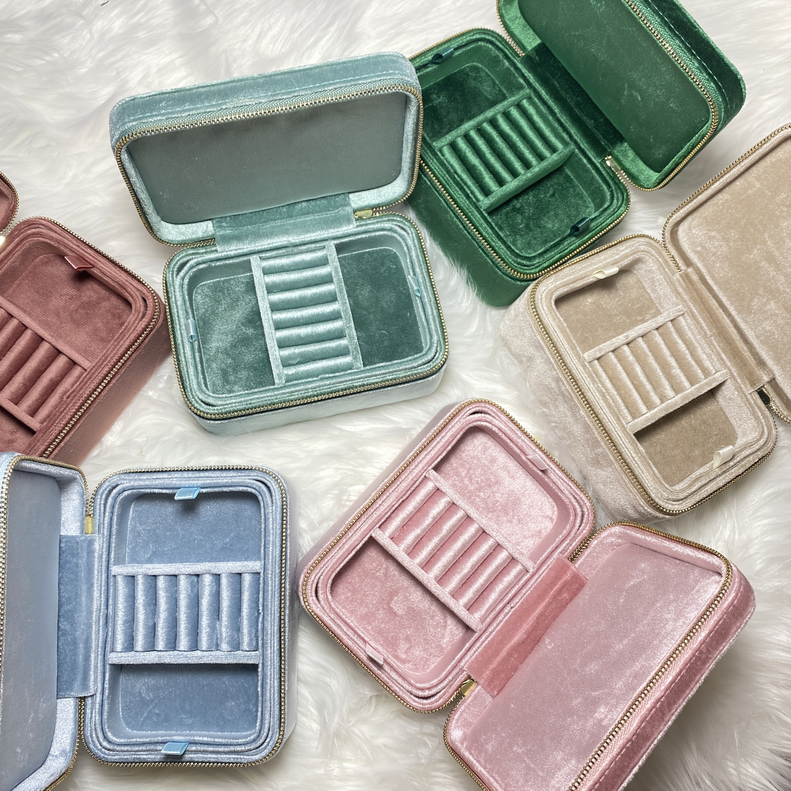 personalized velvet jewelry organizer display travel custom portable jewellery storage case ring boxes with   jewelry boxes Product details 3