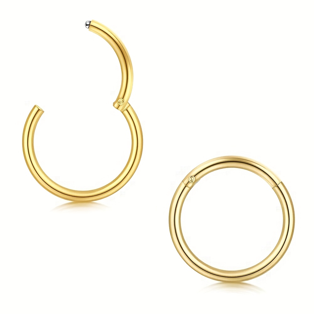 TEMU 2pcs 16g 316l Stainless Steel Helix Cartilage Earrings, Simple Classic Nose Rings Septum Piercing 5mm 6mm 7mm 8mm, Body Piercing Jewelry For Women For Daily, Party, Gift For Day, Silvery