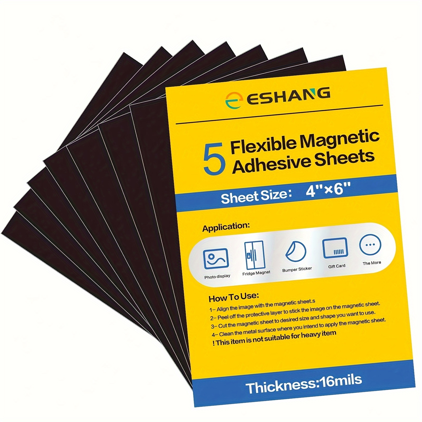 

5 Sheets Flexible Magnetic Adhesive Sheets, 4x6 Inches, Self-adhesive Synthetic Rubber Magnet Paper For Photos, Pictures, Crafts - Thickness 16mm, Craft Magnet Stickers, Adhesive Backing