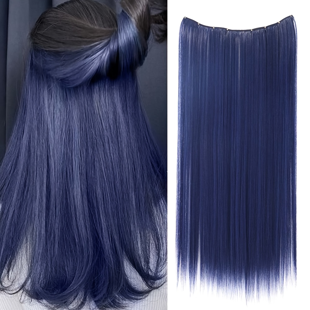 E-shop Modische Farbige Lange Glatte Haarverlängerungen für Frauen, Hochtemperatur-Synthetikfaser Clip-Ins, Ideal für den , Partys Feste, 22 Zoll