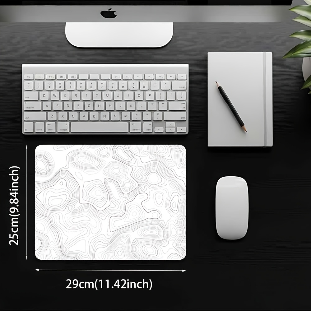 TEMU Tappetino per mouse con base in gomma antiscivolo, taglia M, grigio-, facile da controllare, topografico, resistente all'usura, texture