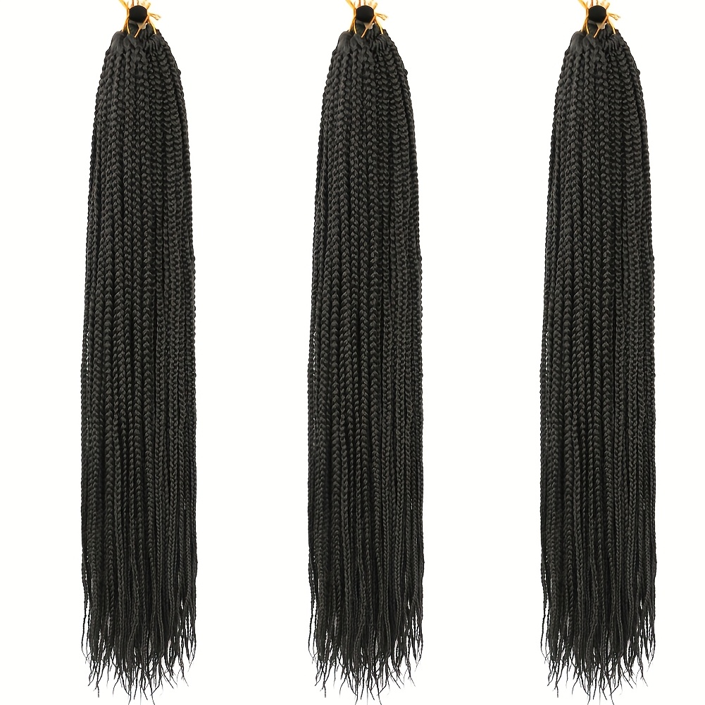 TEMU 3 Packs 28 Inch Long Synthetic Box Braids Crochet Hair Extensions Pre-looped Braiding Hair For Women