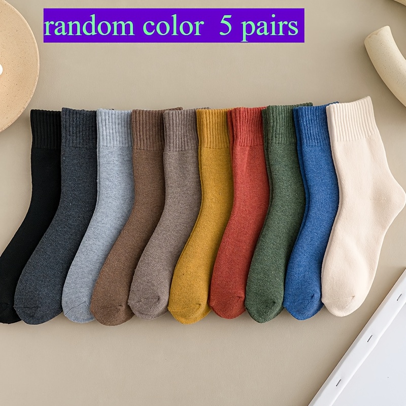 Merino Wool Mid-calf Warm Socks, Unisex Autumn Winter Thick Socks, Home Casual Cold-proof Socks, Random 5/10 Pairs