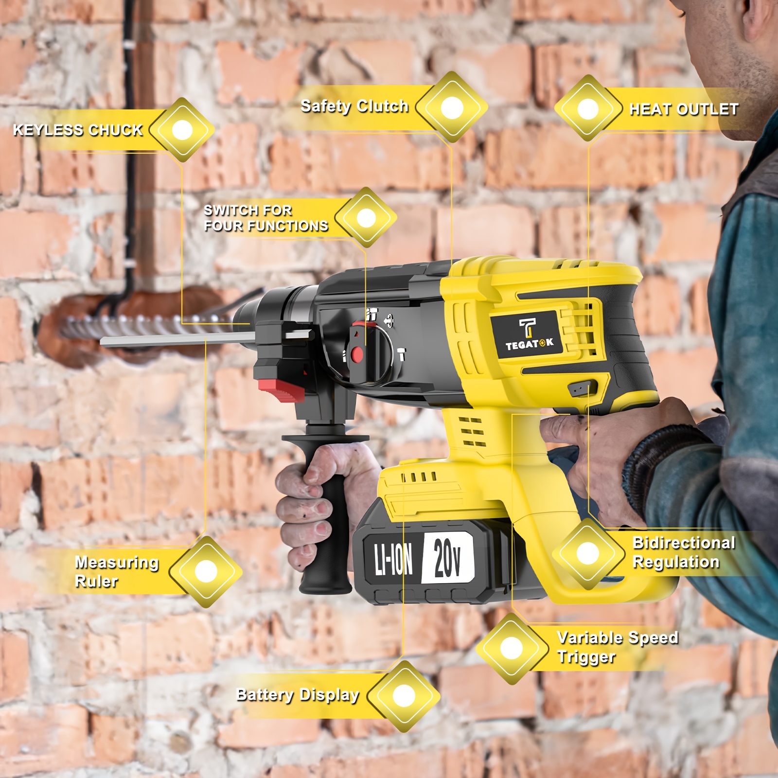 All-in-One 20V Brushless Power Tool Kit For Home - 4 Cordless Tools With 3 Batteries, Impact Wrench & Hammer Drill, Angle Grinder, Electric Drill, Combo For Renovation