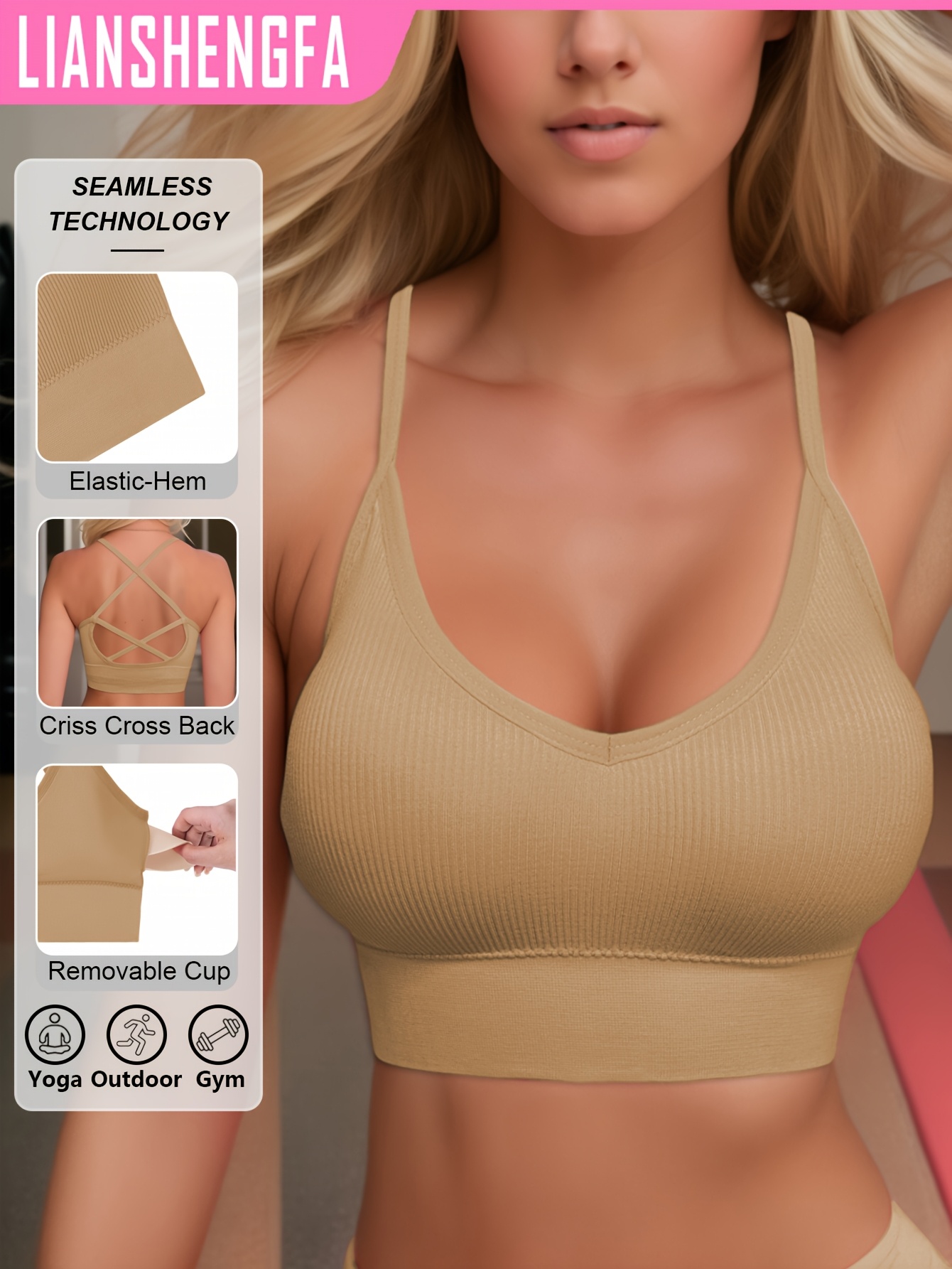Sports Bra For Women Medium Support Criss Cross Seychelles