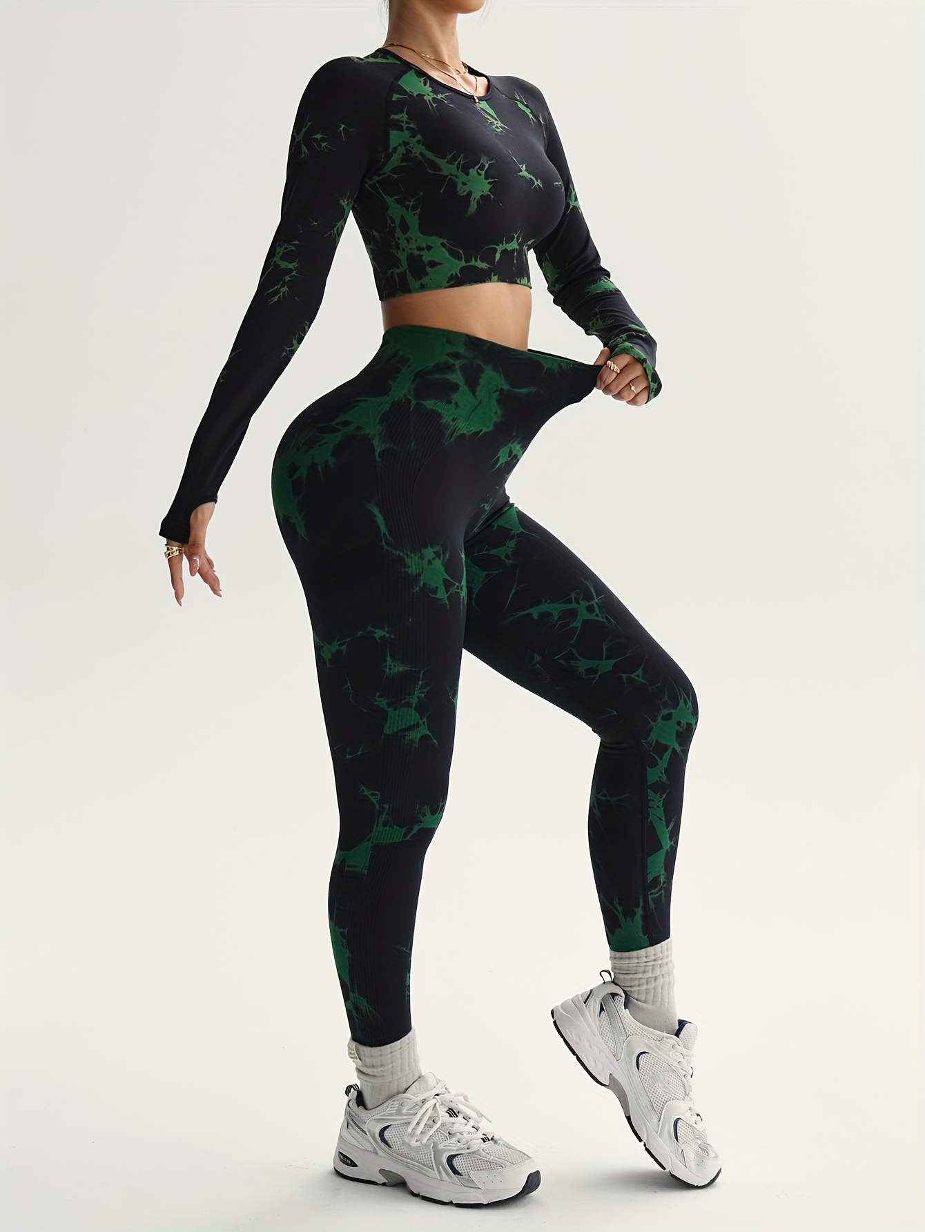Women'S New Seamless Tie Dye Sports Pants with Leggings, Suitable for Waist Cinching, Belly Tightening, Hip Lifting, And Leg Shaping, Suitable for Outdoor Sports, Fitness, Running, And Yoga Wear, All Season Version