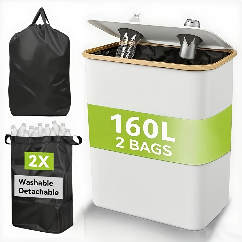 160l kitchen recycling container   styles of large capacity trash bins featuring removable carrying bags indoor bottle recycling bins collection containers for glass paper plastic and metal bottles