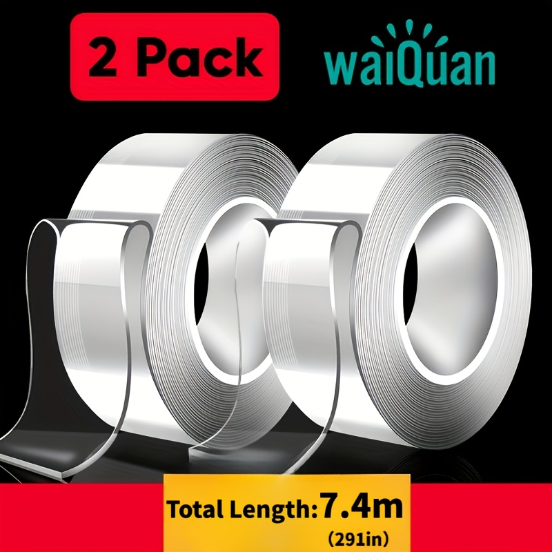 Image of Nano Double-sided Tapes, 2 Packs Reusable And Washable Household Clear Tapes, Multipurpose Tapes For Home, Kitchen, Bathroom, Office, And Car