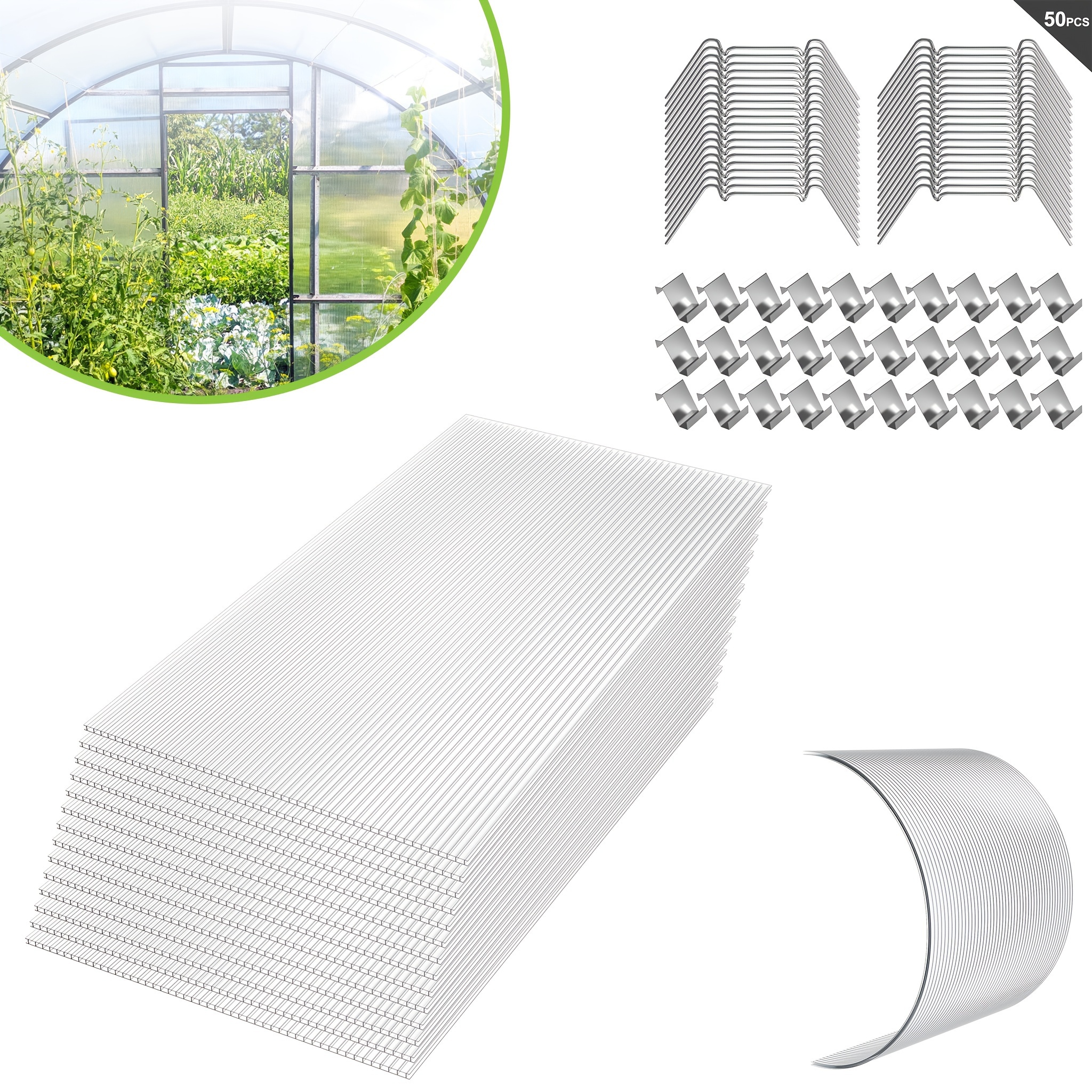 

Froadp 14 Pcs Polycarbonate 10. 25 M² Twin-wall Sheets, Transparent Double Wall Sheet, Multi-wall Sheet, Greenhouse Sheet For Garden, Greenhouse, Uv Protection, 60. 5 X 121 Cm