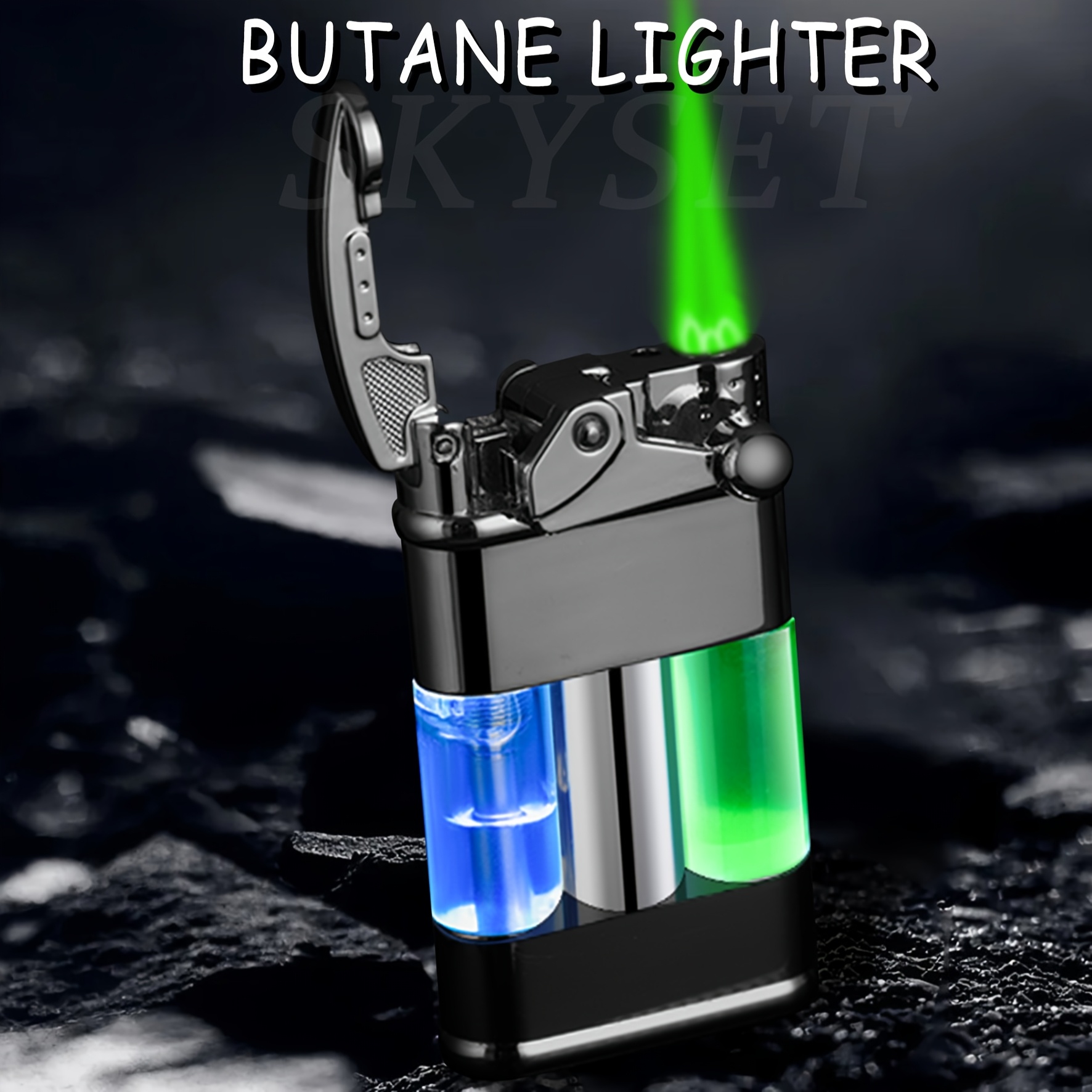 TEMU Butane Lighter, Lighter, Multifunctional Lighter, Illuminated , Adjustable Flame Size Lighter, Windproof Lighter, Rocker Arm Ignition Lighter,