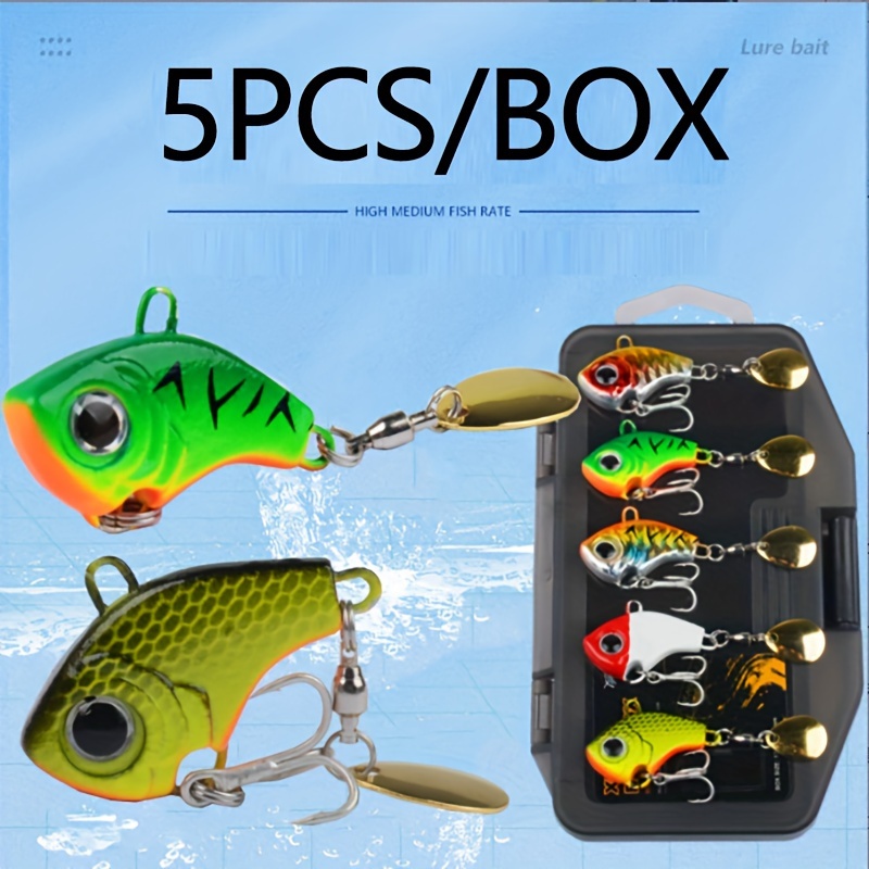 5pcs box rotating metal vib vibration bait spinner spoon - Temu Bahrain