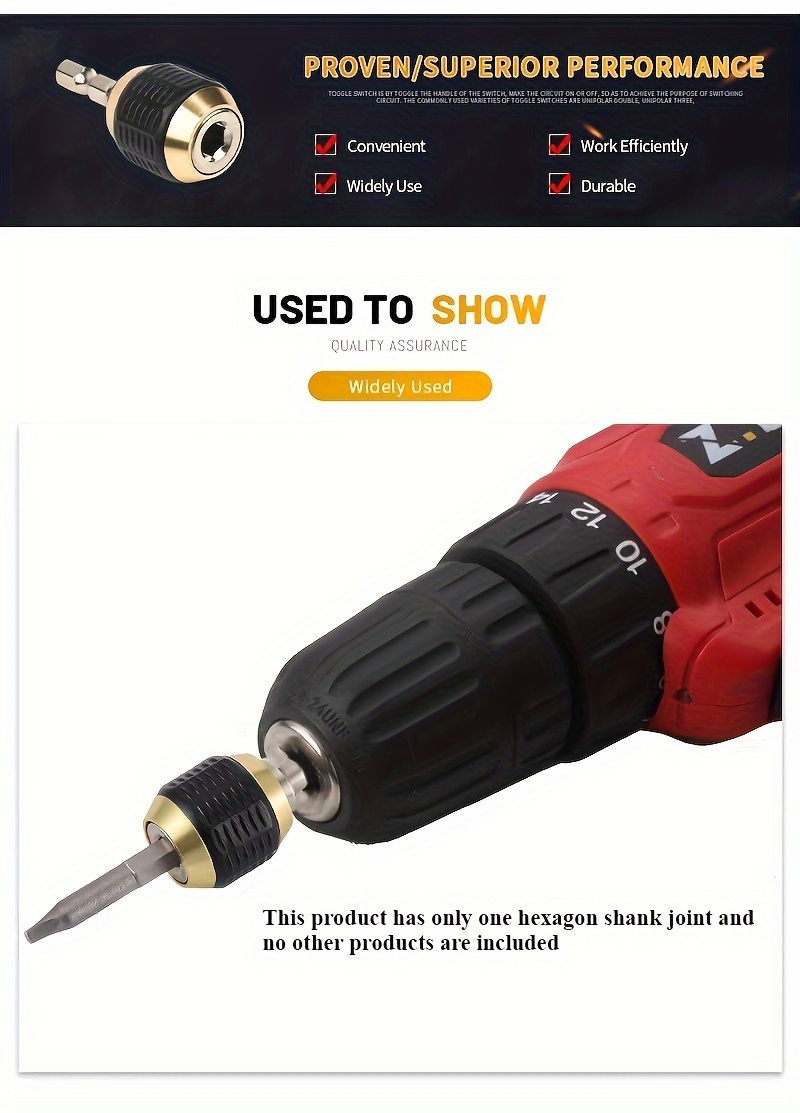 Hand Electric Drill Three-claw 60mm Large Head Pop-up Hexagonal Handle Quick Change Connector