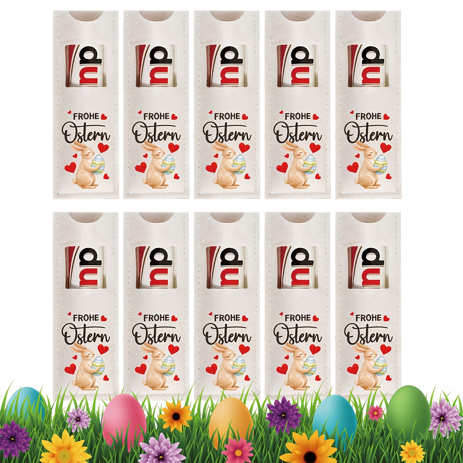 Image of Gift For Her/him 10-pack Easter Felt Party Box Packs | Reusable With Cartoon Bunny And Designs, Perfect For Spring Celebrations And Holiday Gifts