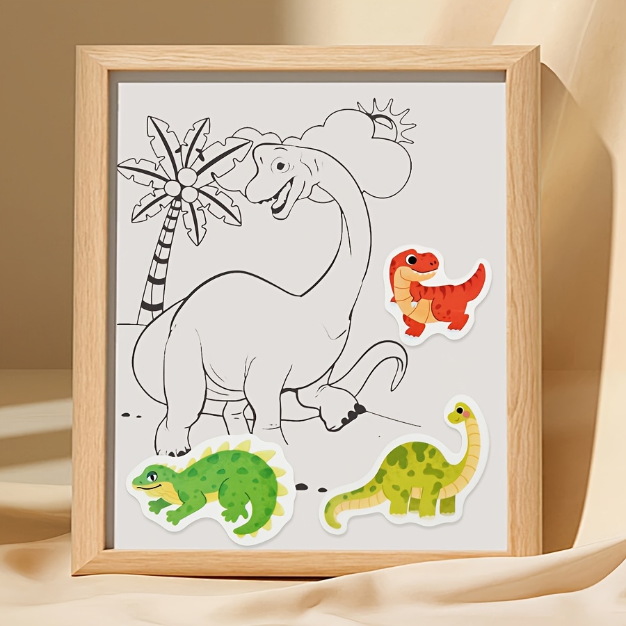 DIY Pasteable Dinosaur Sticker Book, Portable Activity Toy