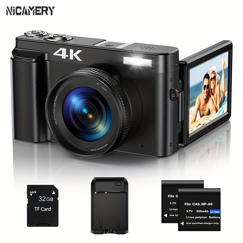 

Nicamery 4k , 16x , 48 Webcam , Led , Free 2 Batteries, 32g Tf , For .