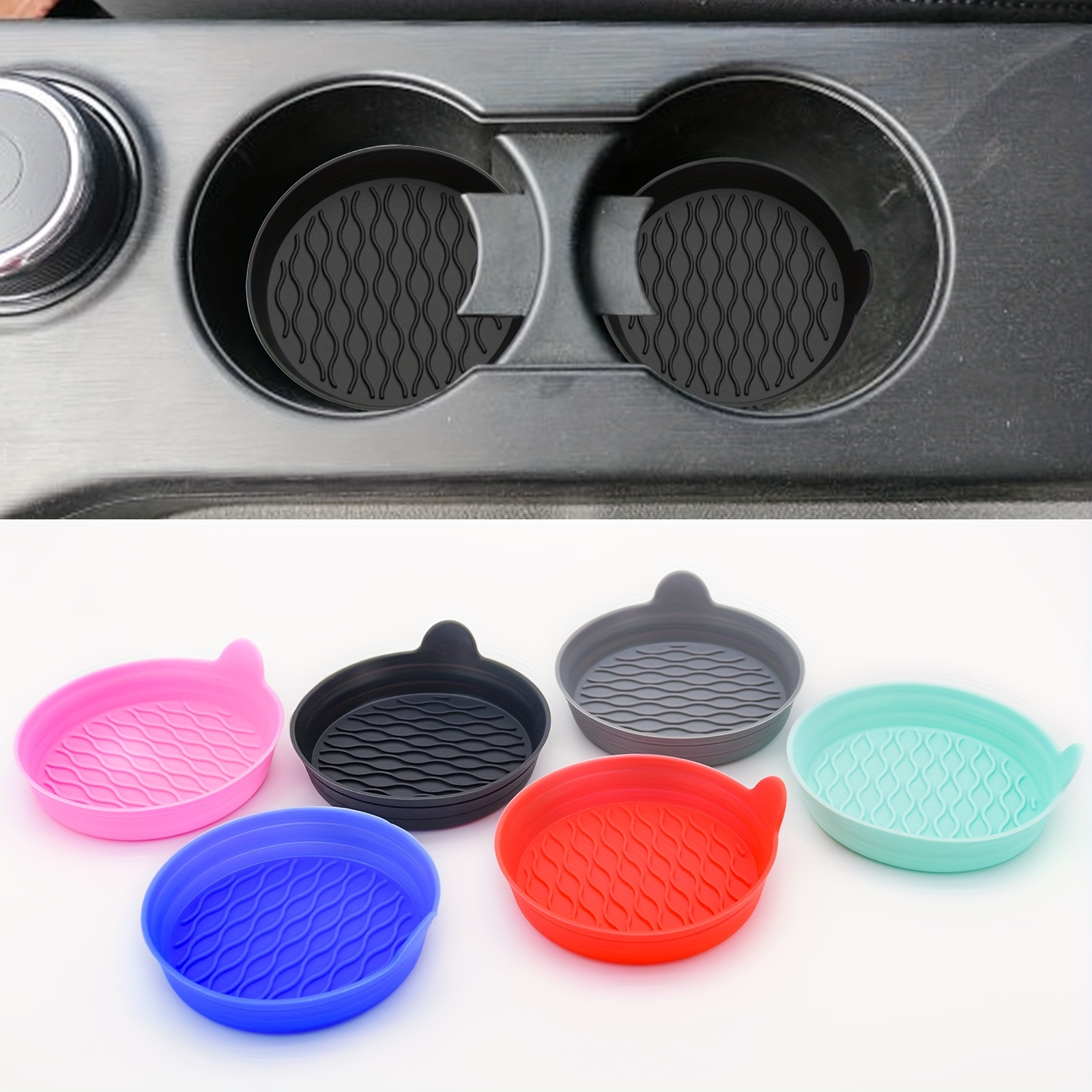 

2pcs Silicone Car Coasters With Non-slip Cup Holders - Interior Accessories