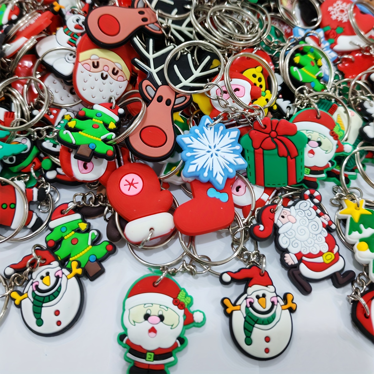 popular   45pcs christmas cartoon keychain set mixed designs pvc key rings for party favors and back to school gifts details 2