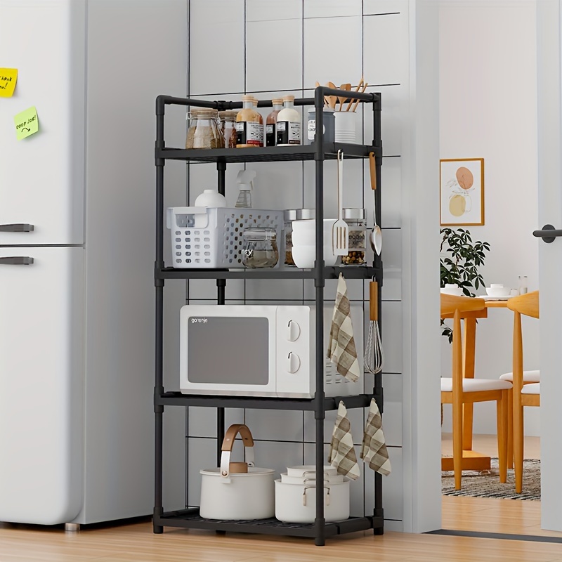 

1pc Modern Multi-tier Kitchen Storage Rack, Plastic Open Shelving For Microwave, Oven, Rice Cooker, Fruits, Vegetables, And Small Appliances, No Required