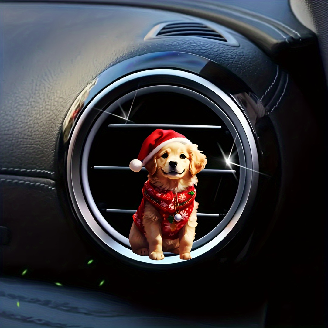 

Christmas Golden Retriever Dog Air Freshener For Car , 1pc Luxury Cartoon Decor Gift With Built-in Fragrance Diffuser - Balm/tablet/stick Scent Source, No Effect On Air Quality