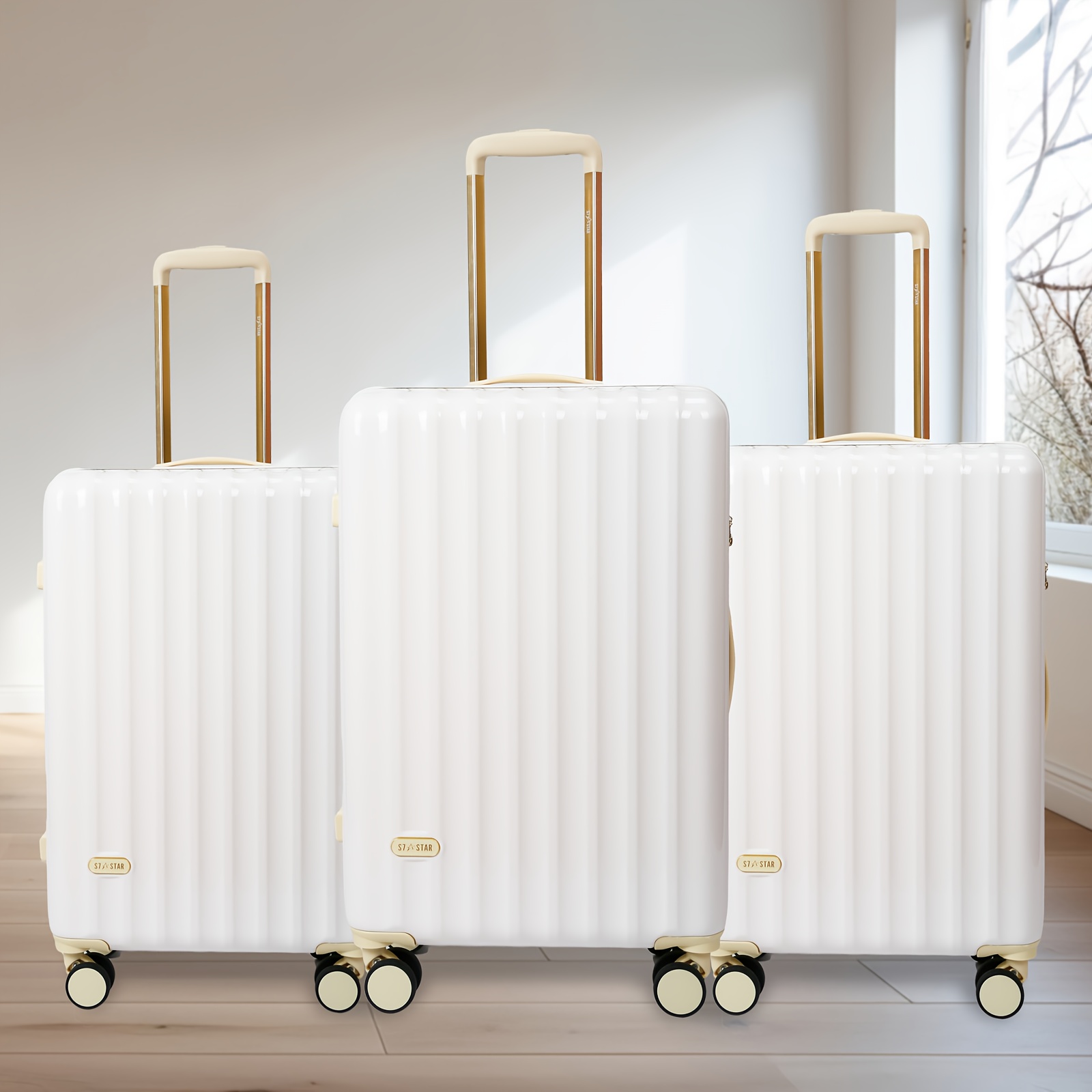TEMU 3pcs Pc Suitcase, Equipped With 360Â° Smooth Spinner Wheels. Perfect For Business Travels, Family Getaways, Weekend Trips. Blending Sleek Style,