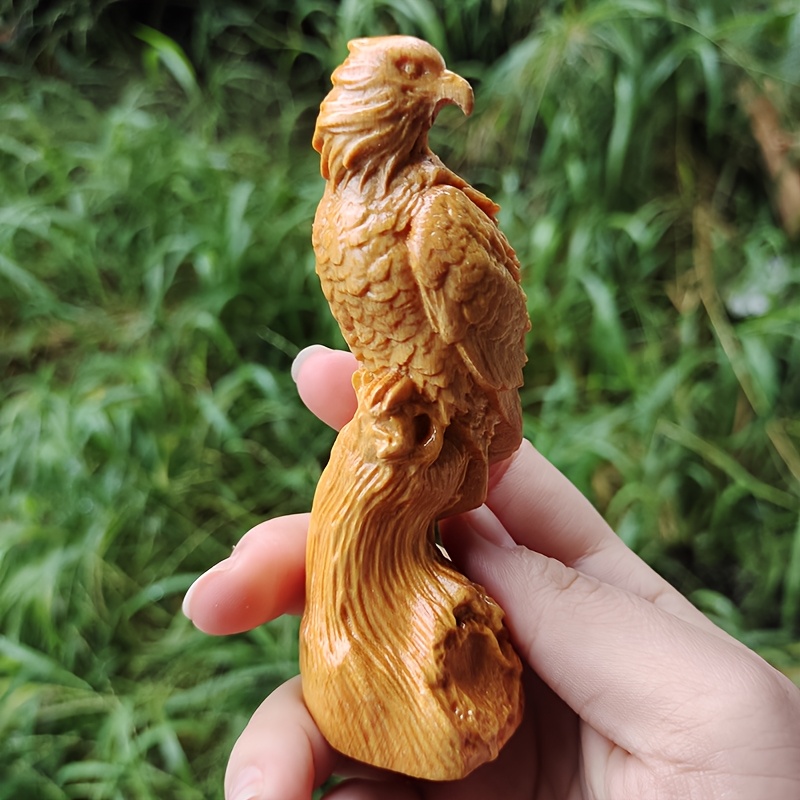 

Sandalwood Eagle & Tree Stump Figurine - Handcrafted Wooden For Home Decor, Holiday Display, , Small Figurine