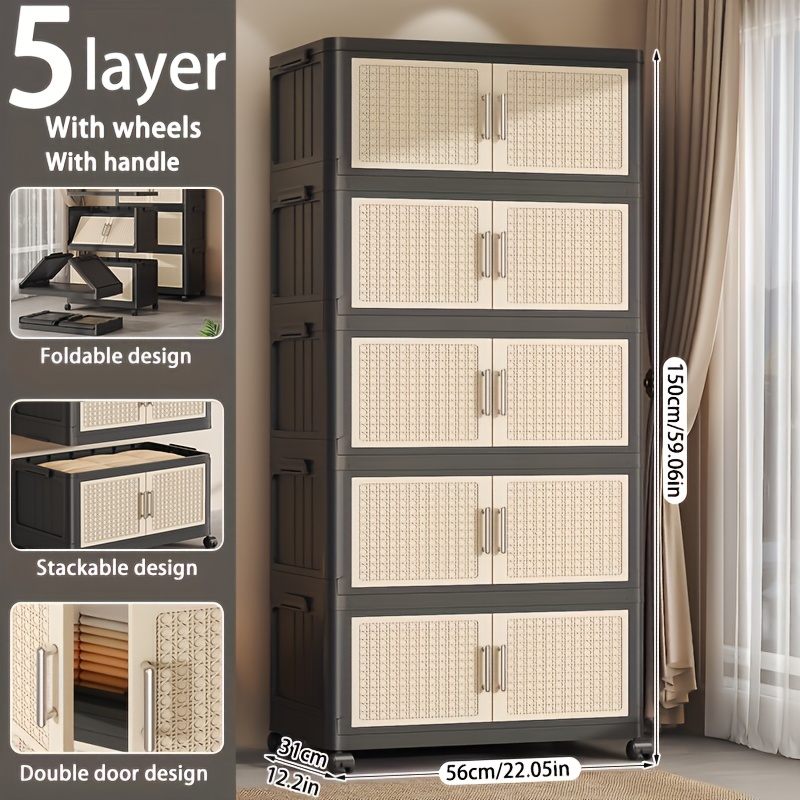 Large-Capacity Plastic Storage Bin with Lid, Foldable Storage Bin