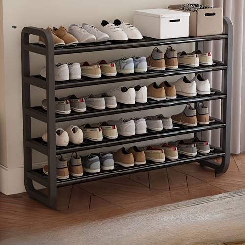 space saving 5 tier shoe rack durable narrow design multi layer iron no wood floor mount with electricity free use for entryway and dorm storage living room compatible