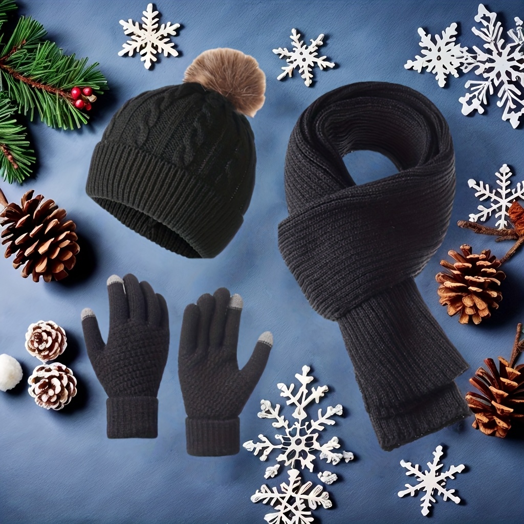 bohemian style christmas gifts winter hat scarf glove set 3  display picture 1