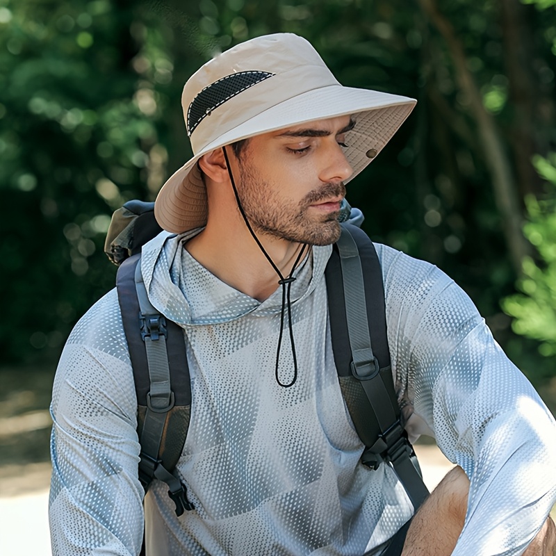 men's wide-brim sun hat fabric, breathable outdoor fishing