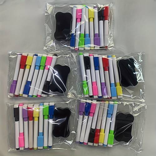7pcs erasable whiteboard markers suitable for office whiteboards random colors 7pcs eraser
