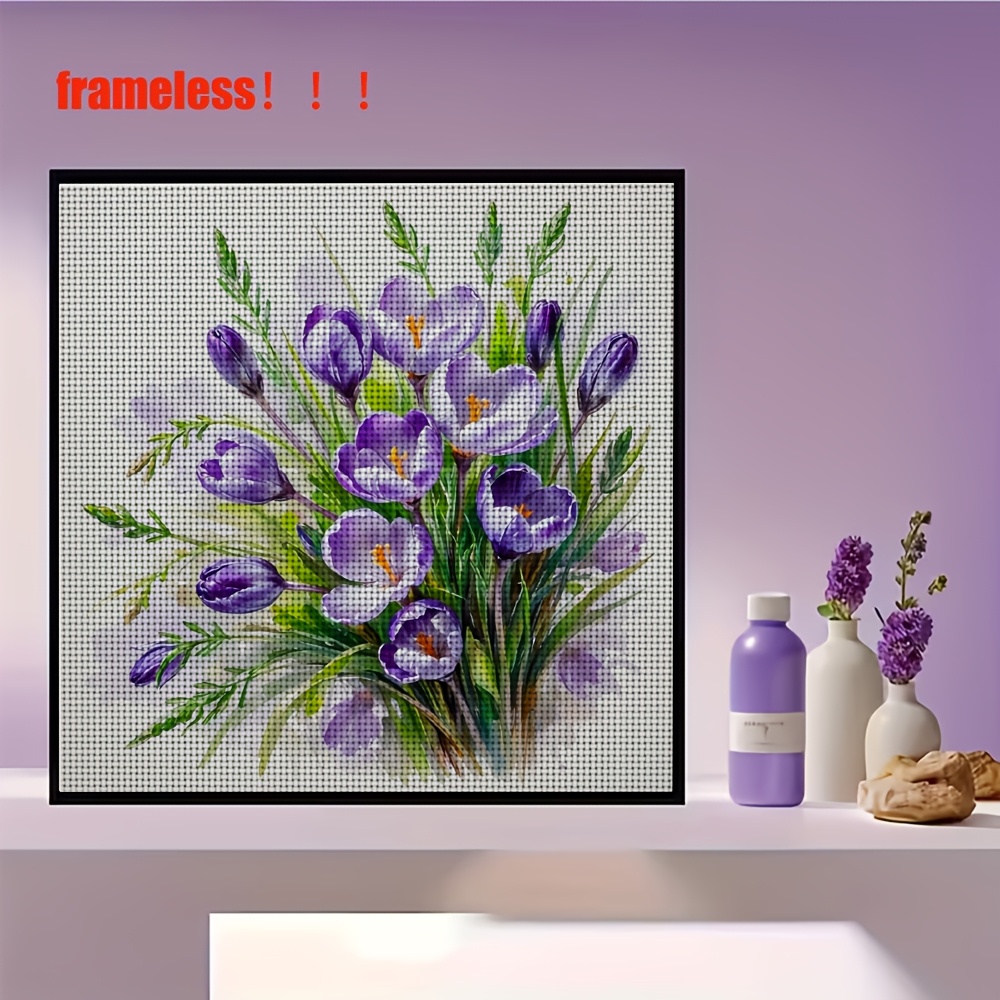 Watercolor Purple Blossom Pattern Themed Cross Stitch Kit