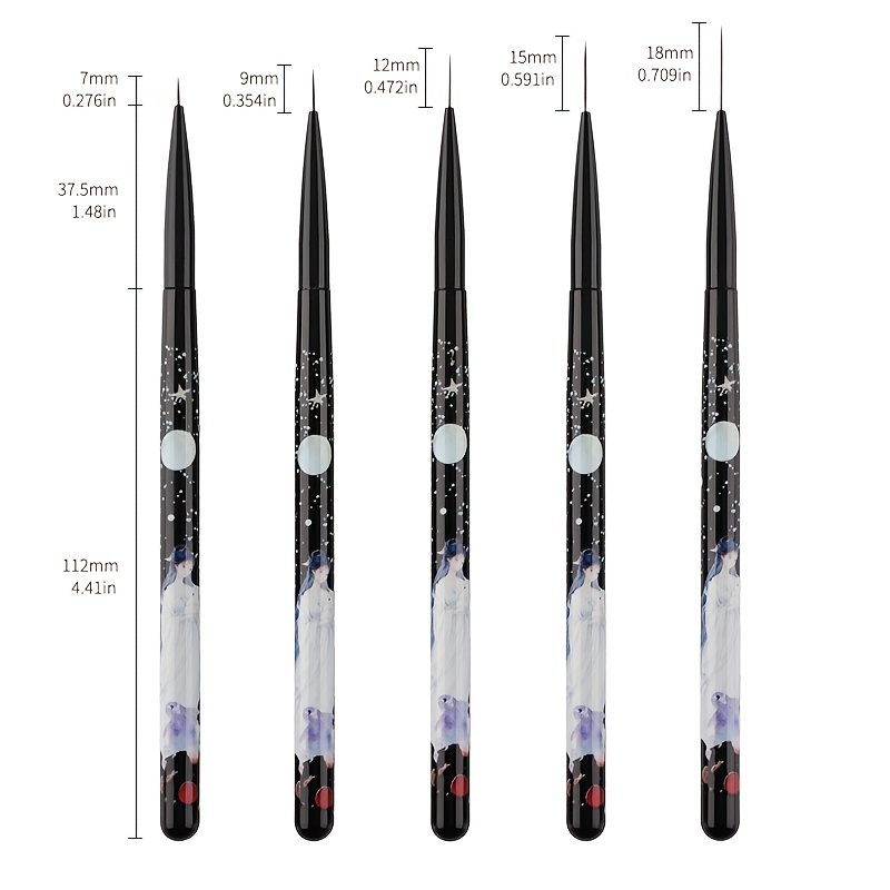TEMU Set de 5 pinceaux pour nail art avec stylo à pour ongles