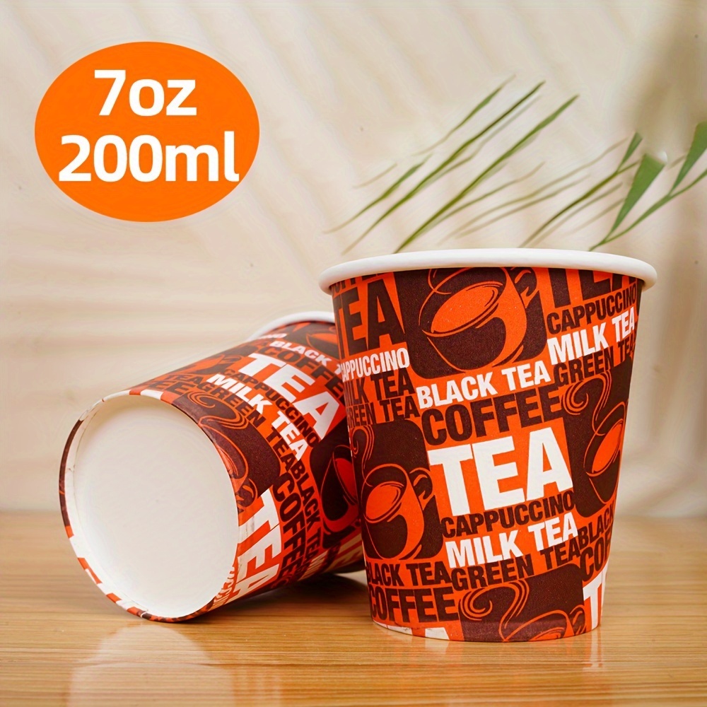 100 pack 7oz 200ml disposable coffee cups lids thick paper - Temu