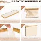 large capacity foldable toilet paper holder with lid space saving bathroom organizer durable composite wood frame gray fabric storage solution toilet paper storage containers