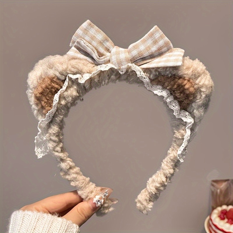 1 Cute Bear Ear Headband For Washing Face, Taking Photos, Bow Headband, Hair Clip, Hairpin, Hair Accessory
