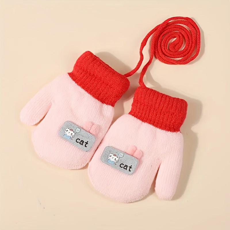 1 Pair Comfortable Cute Cartoon Animal Gloves - Double-layer Thickened Fleece Warm, Suitable For 1-3 Years Old, Multi-colors
