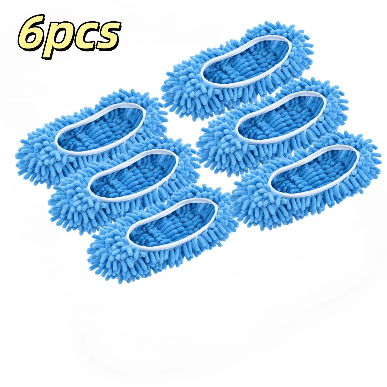 TEMU 6pcs Microfiber Cleaning House Blue Mop Slippers Floor Cleaning Tool Shoe Covers, Soft Washable Reusable Microfiber Foot Socks Floor Cleaning
