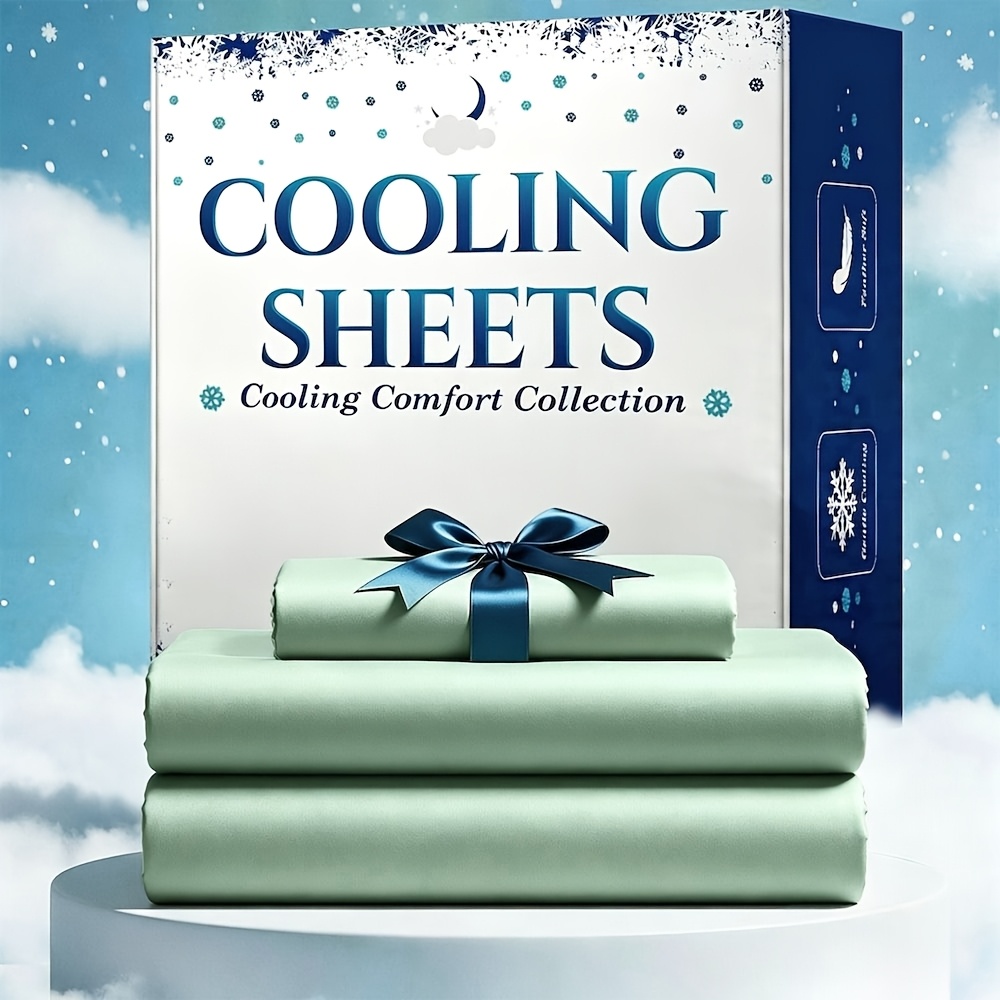 TEMU 3/4pcs Cooling Bamboo Bed Sheet Set, Kids Extra Deep Pocket 20 Inch Bed Sheet, Luxury & Cooling Sheet Set For Hot Sleepers, Wrinkle And Shrink