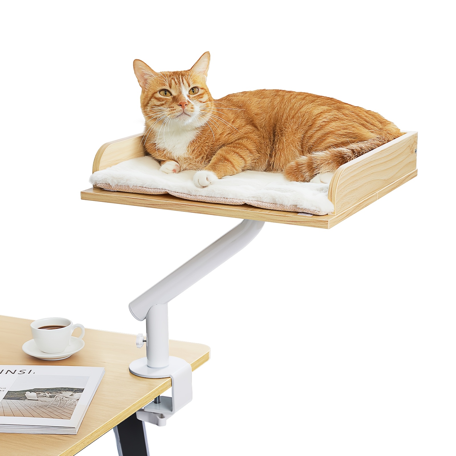 E-shop Road Katzenbett für Schreibtisch | 360° drehbar & höhenverstellbar, Katzenstange aus Holz, Traglast bis zu 23 kg (50 lbs), geeignet für Büro &