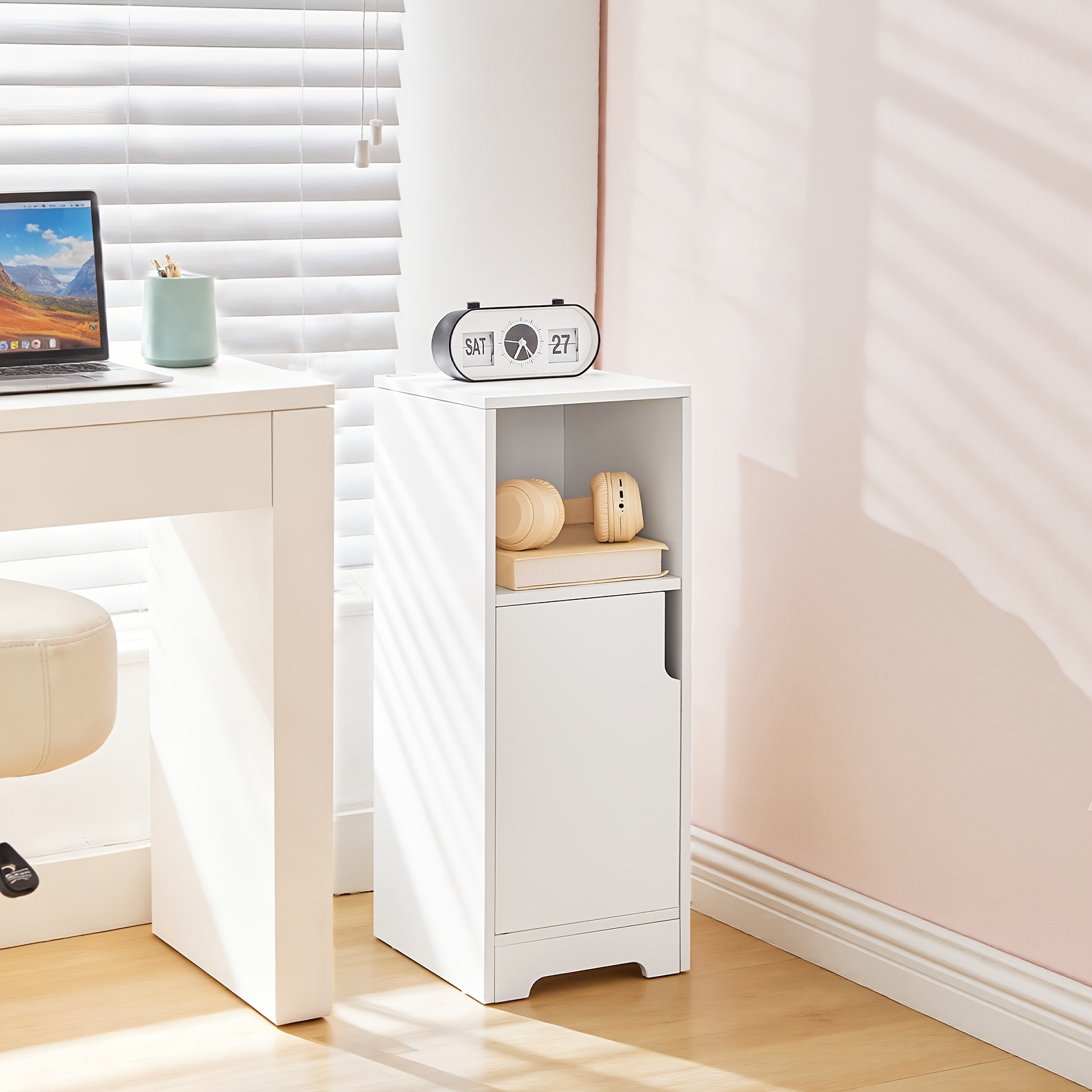 Modern Bedside Table | Narrow Counter, Small Sofa Table, Coffee Table, Multifunctional, Suitable For Space In Small Rooms, Bedrooms, Living Rooms, Hardwood, Artificial Board, Particle Board, Hoobro