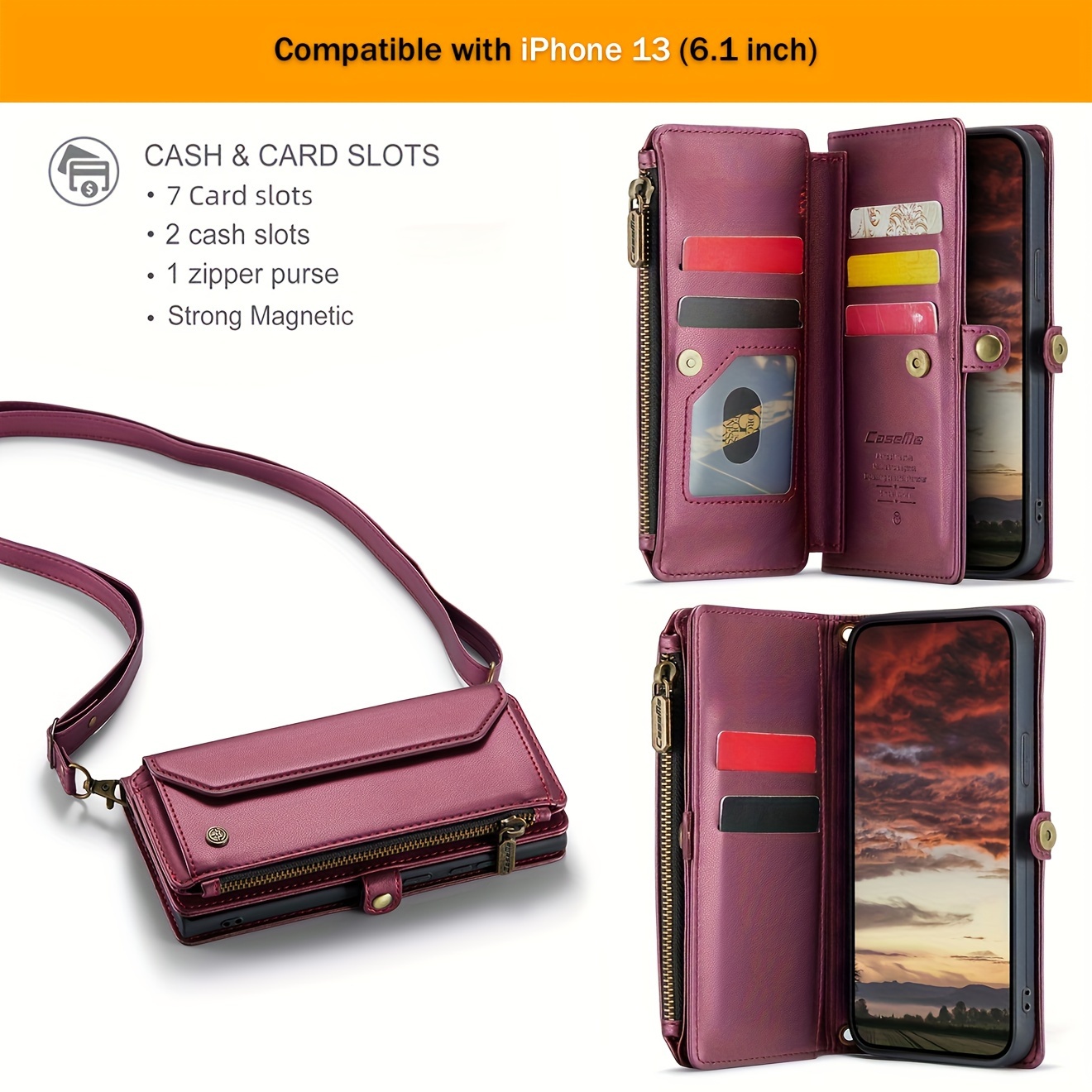 Wallet Phone Case Support Wireless Charging with Blocking Card Holder, Flip Folio Book Faux Leather Protective Phone Cover for iPhone 16e/16/11/12/13/14/15 Pro Max/15 Plus/13 Mini/7/8 Plus/SE 2022/SE 2020 - Image 44