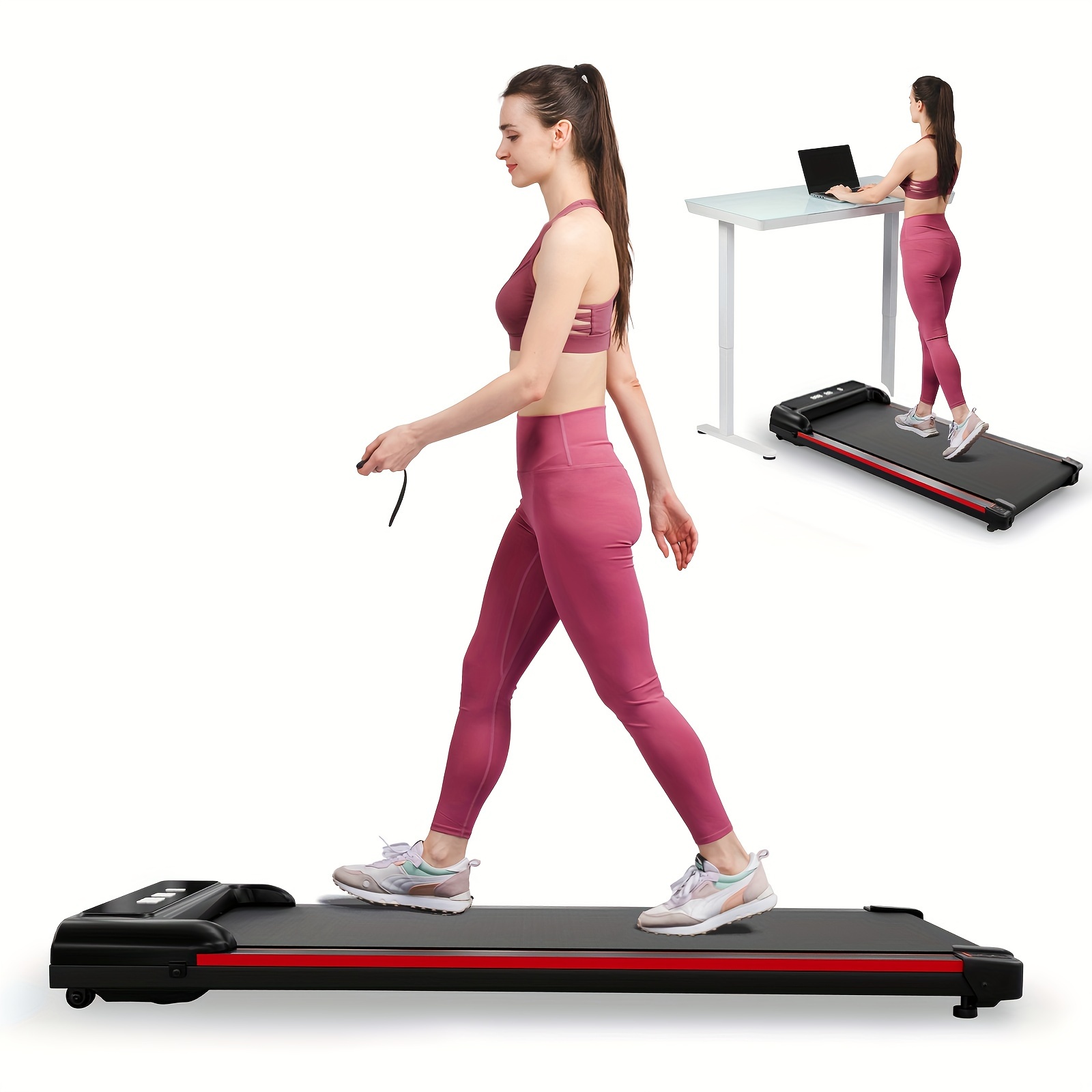 

Walking Pad Treadmill, Under Desk Treadmill For Home Office, Portable Treadmill With Remote Control Led Display, Jogging Machine With 300 Lb Weight Capacity