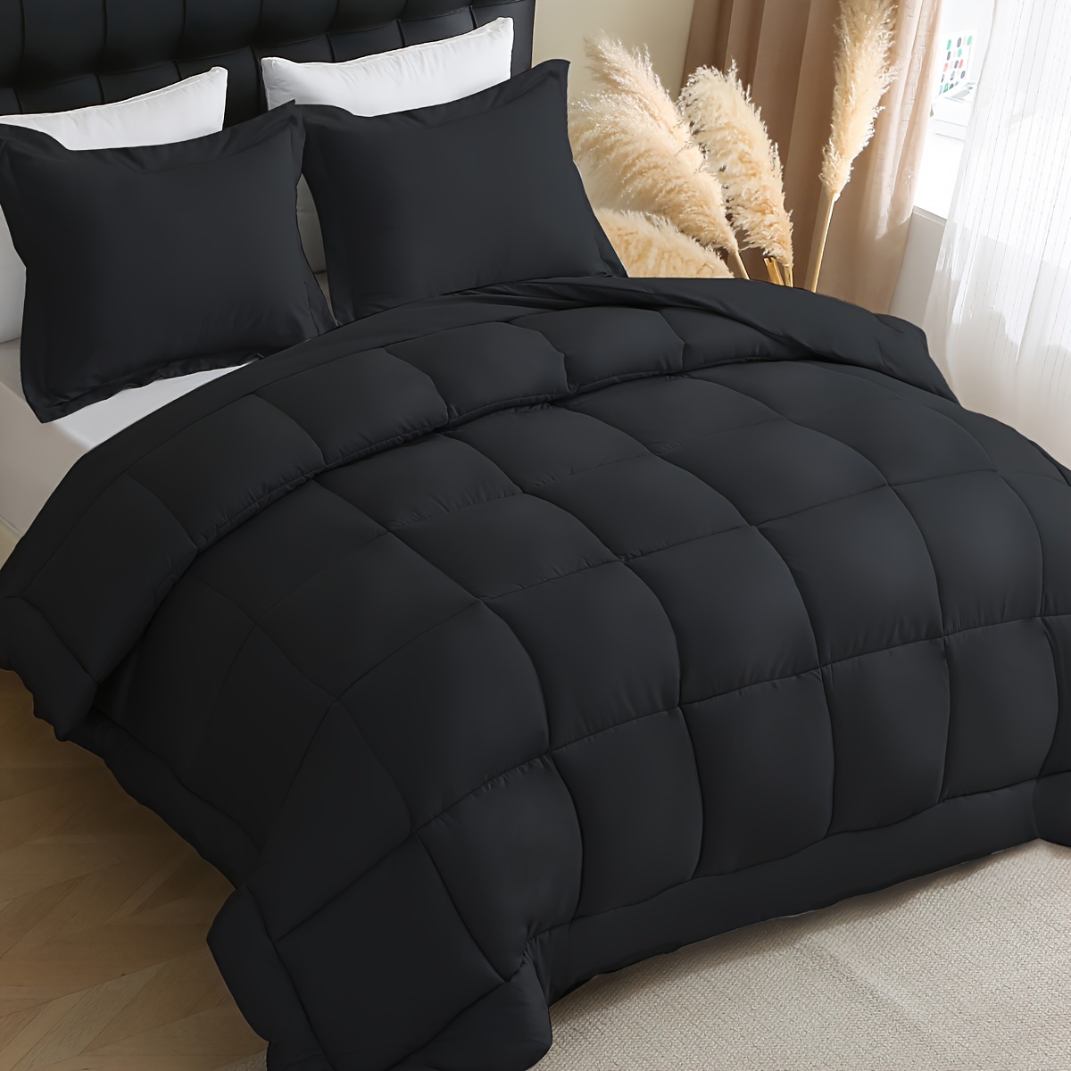 2/3pcs Heavyweight Comforter Set With Pillow Shams & Duvet Insert - Reversible /neutral Bedspread, Box-stitched Quilted Design, Soft Microfiber Filling, Breathable Comforter For Bed, Machine Washable