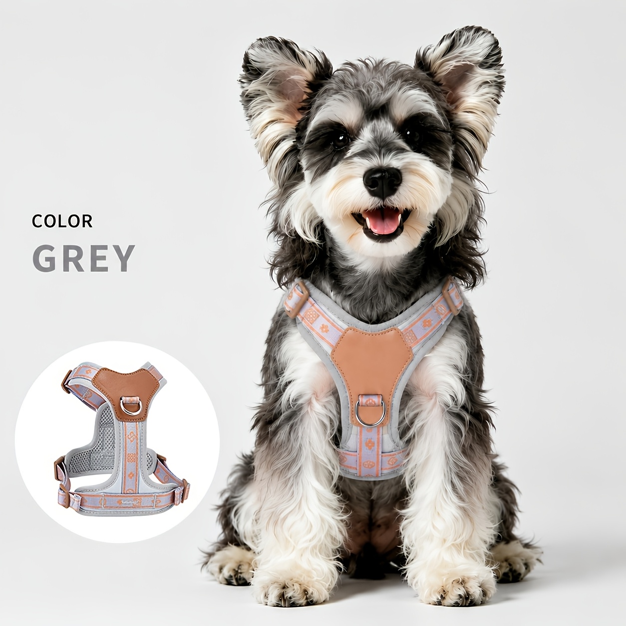 TEMU Laser Custom Logo Name Pet Harness Chest Back Belt Customizable Engraving Protective Punch Soft Lining Breathable Mesh Pet Vest Adjustable