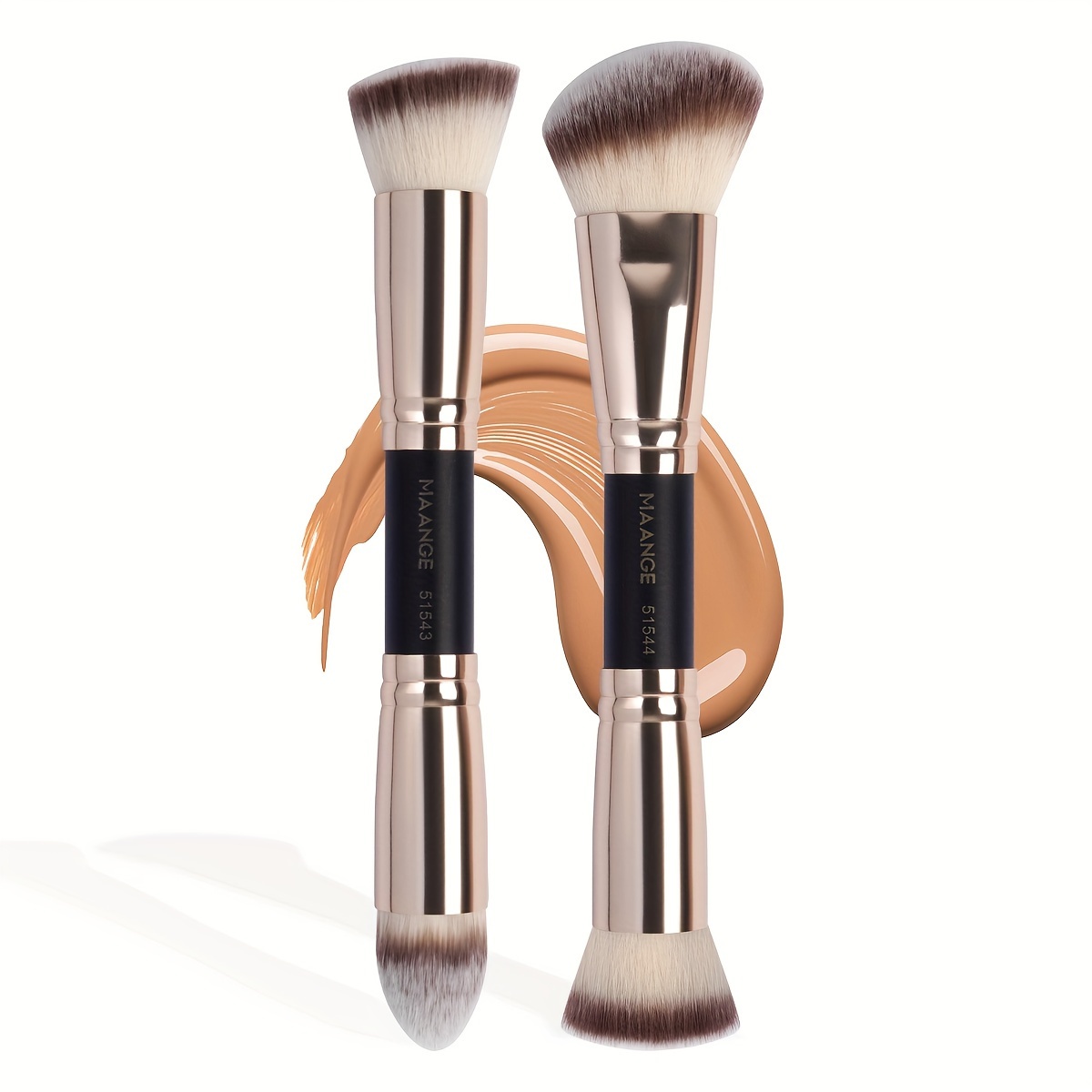 

2pcs, Dual Head Makeup Brush Set Foundation Brush Blush Brush Face Brush Loose Powder Brush Makeup Tools