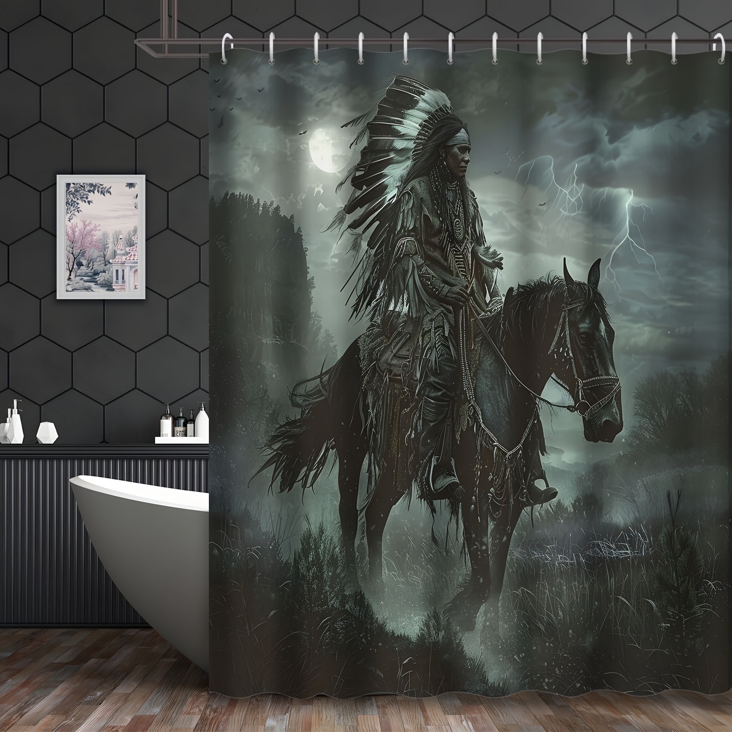 

1pcs 72inch*72inch On Printed Curtain - , , Suitable For , Apartment, Bathroom, And Decor