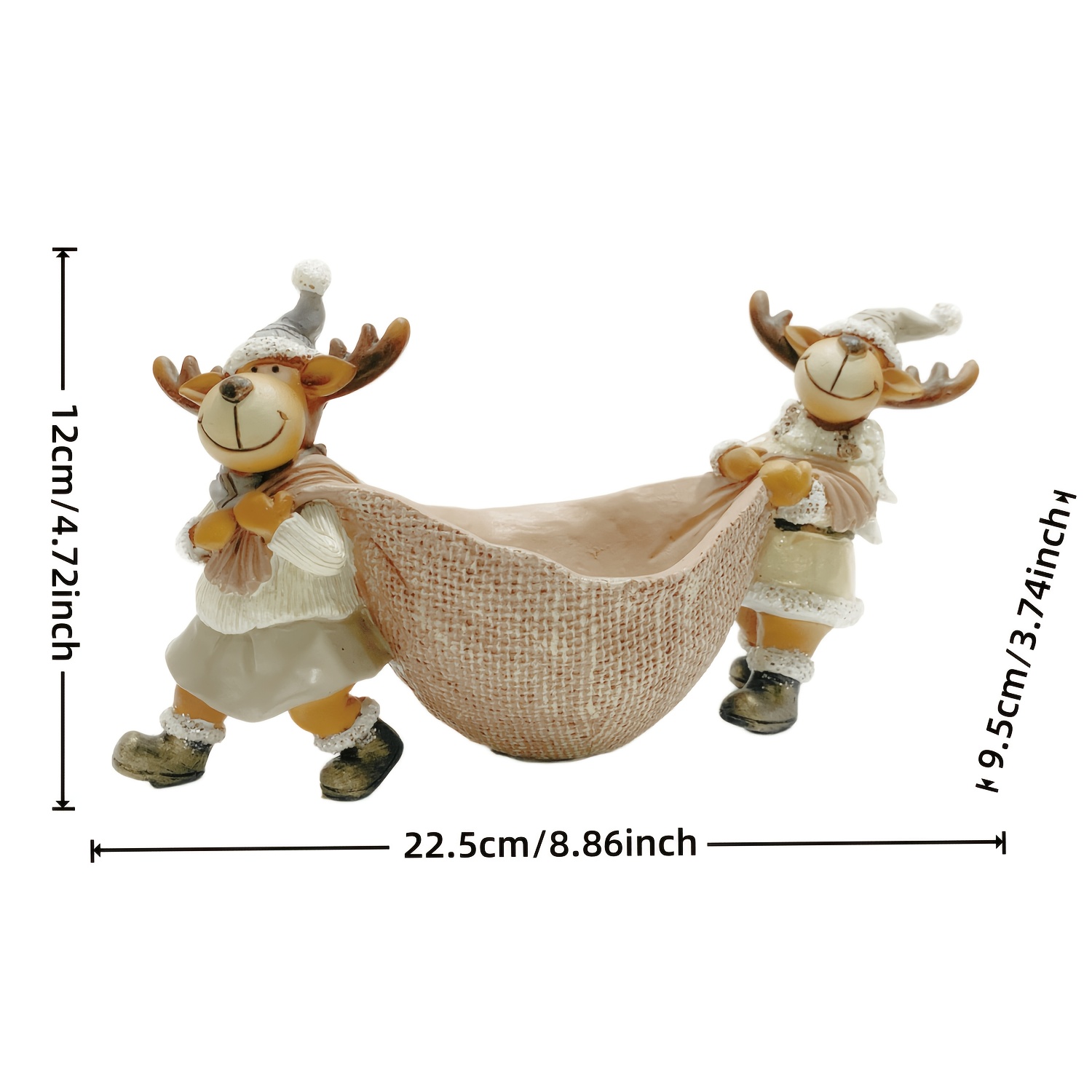 TEMU Petite sculpture de de Noël avec panier de rangement, décoration de statue de pour couple, porte-clés d'entrée, décoration de bol à bonbons de