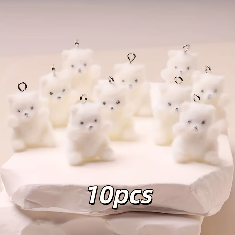 Image of 10pcs Polar Bear Resin Pendant, Christmas And For All Kinds Of Ice And Snow Theme Party Decorations, Perfect For Mobile Phone Chain Bag Decoration Crafts Additions, Suitable For All Kinds Of Holidays