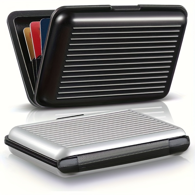 E-shop RFID-Blockierendes Geldbörsen-Set (2 Stück) - Leichter Metallgehäuse-Kartenhalter mit Anti-Rubbel-Technologie, 6 Fächer im Ultradünnen Design,